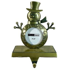 Snowman Christmas Stocking Holders Sturdy Hanger Fireplace Mantle Picture Frame